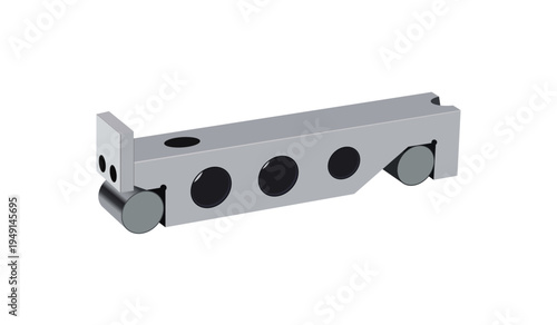 Sine Bar isolated on white background, realistic vector illustration, measuring tool and equipment