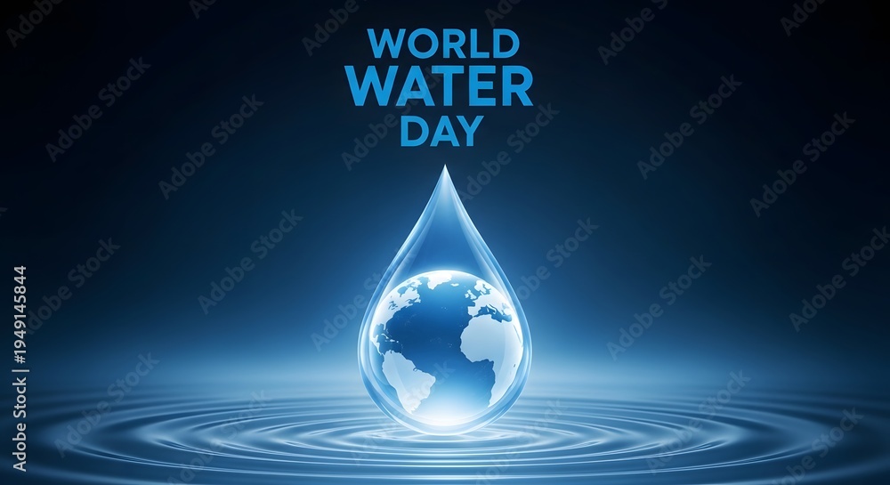 Fototapeta premium World water day awareness image with globe inside a water droplet