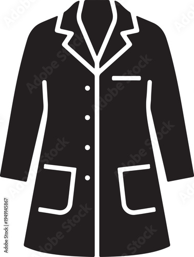  Lab technician coat icon in silhouette on white background..