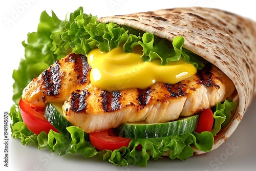 Grilled Chicken Wrap with Fresh Vegetables.
