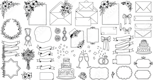 A collection of various christmas decorations and objects isolated on transparent background