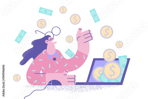 Happy businesswoman get dividend from successful investment