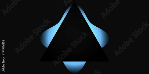 Triangle illuminate frame with gradient. Blue triangle neon banner isolated on black background. Vector illustration