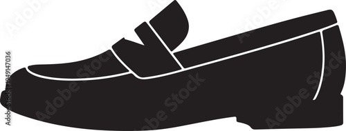 Penny loafers icon in silhouette on white background.