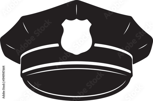 Police hat in silhouette on white background keywords
