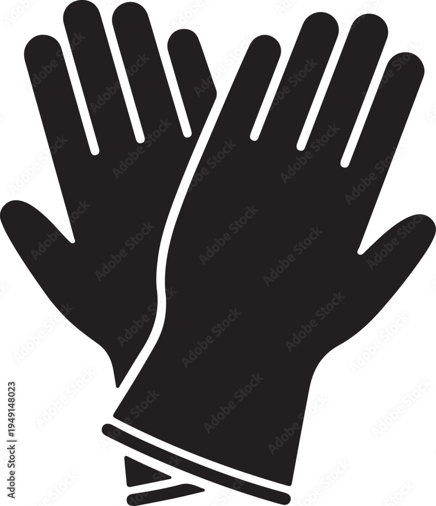 Obraz premium Protective gloves icon in silhouette on white background.