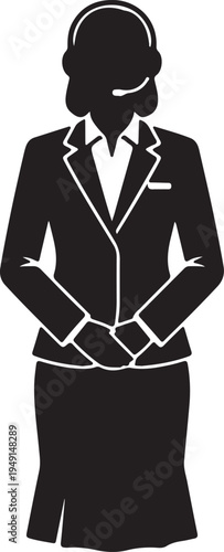 Receptionist attire icon in silhouette on white background.