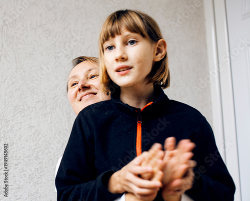 mother with daughter hugging, lifestyle people concept