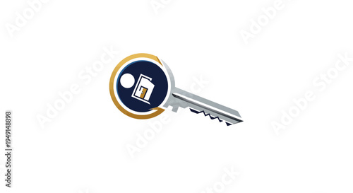 Real estate key logo with house and person silhouette isolated on white background