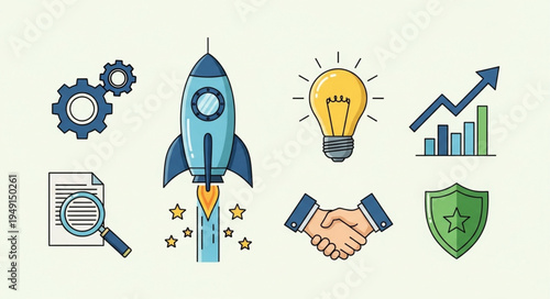 Startup innovation icon set vector