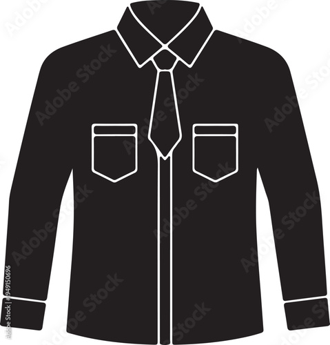  Teacher formal shirt icon in silhouette on white background.