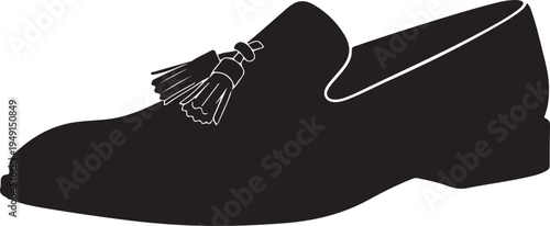 Tassel loafers icon in silhouette on white background.