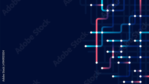 Circuit connect lines. Network technology and Connection concept. Decentralized network nodes connections