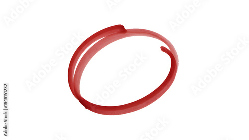 Red Marker Stroke Circle Isolated on White Background shape