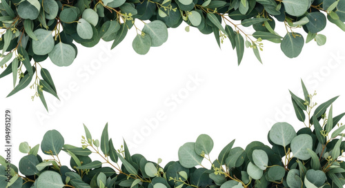 Eucalyptus leaves frame isolated on transparent background