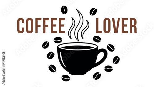 Coffee Lover: A charming illustration featuring a cup of coffee. The artwork, with coffee beans as accents, offers a delightful visual representation for all coffee aficionados.