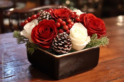 Wallpaper Mural Red and White Roses Floral Arrangement. Torontodigital.ca