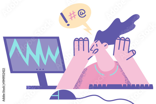 Stressed woman frustrated by virus or spam on computer