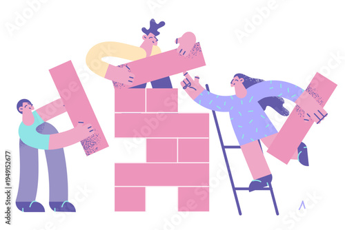 People play huge jenga game together