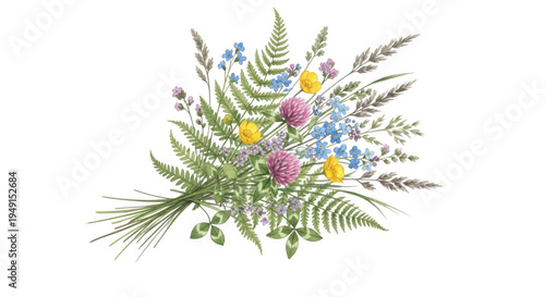 Floral bouquet illustration isolated on transparent background