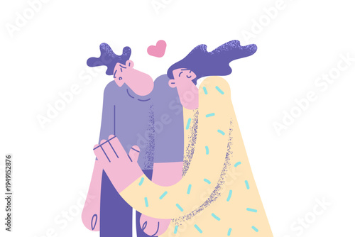 Woman hug embrace man feeling confused