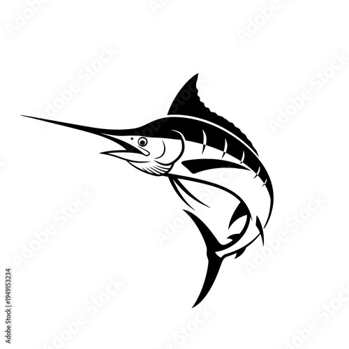Marlin fish swimming in ocean waters.
