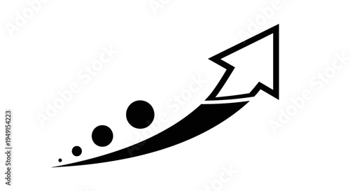 Black and white arrow graph icon.