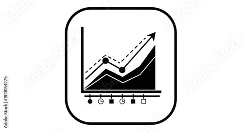 Black and white business graph icon.