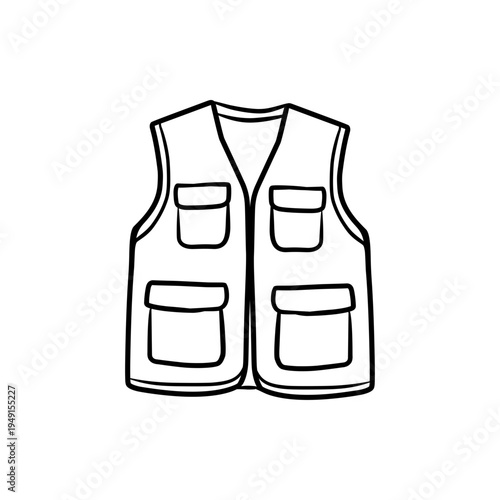 Multi Pocket Utility Vest Outdoor or Workwear Vector Illustration