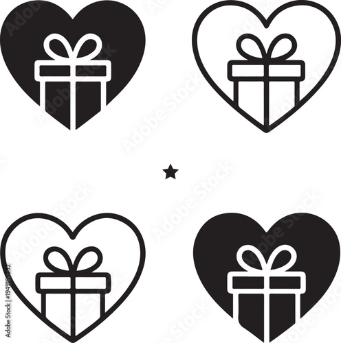 Isolated Romantic Heart Gift Icon Design, Romantic Heart Gift icon, Romantic Heart Gift vector symbol, love present illustration concept, romantic celebration graphic element