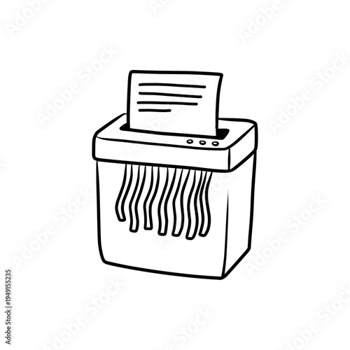 Paper Shredder Machine for Document Security Vector Doodle Illustration