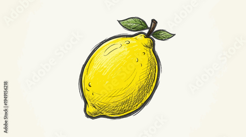 Fresh Lemon Fruit with Green Leaves.