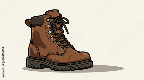 Brown leather work boot shoe.