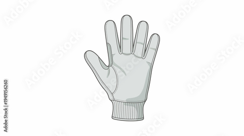 Gray glove on a hand palm.