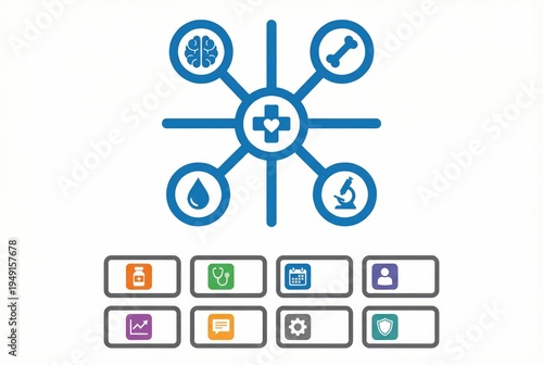 Comprehensive health wellness infographic connecting cognitive function fitness hydration nutrition and safety measures for a holistic lifestyle approach