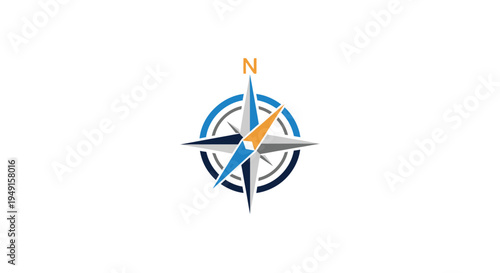 Compass rose icon isolated on white background for navigation and travel design
