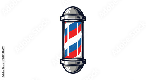 Barber pole with red, white, and blue stripes