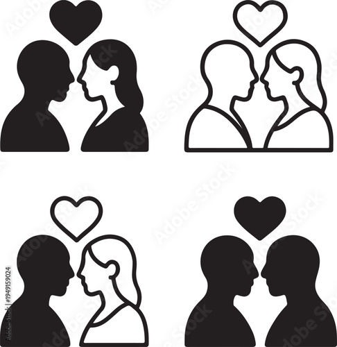 Isolated Passionate Love Couple Icon Design, Passionate Love Couple icon, Passionate Love Couple vector symbol, romantic relationship concept illustration, couple love celebration graphic