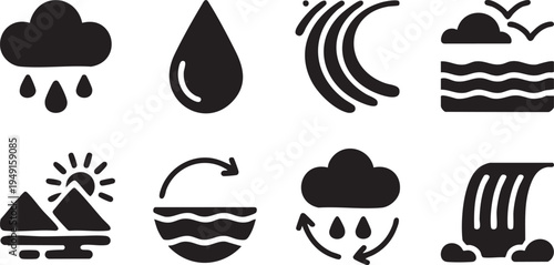 Nature Water Cycle Weather Icons