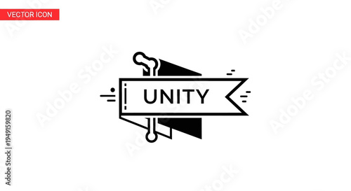 Black and white unity banner symbol.