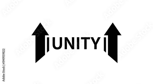 Black and white unity arrows symbol.