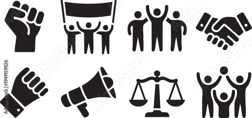 Labor Day Worker Tools Silhouette Icons