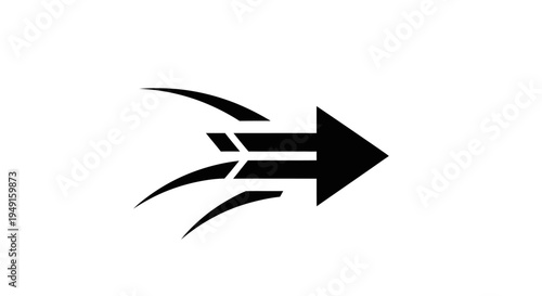 Black Arrow Icon With Motion Lines.