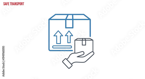 Hand holding a small package with a large box behind it.