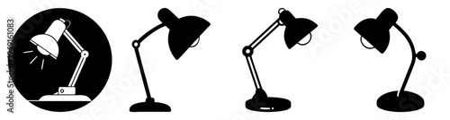 Modern desk lamp collection black and white minimalist vector illustration flat design