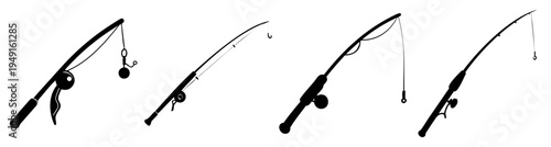 Man fishing with rod in action sequence flat design vector illustration scalable graphic art