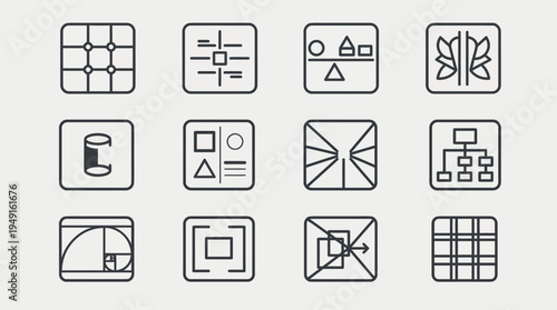 Geometric shapes icons set design.