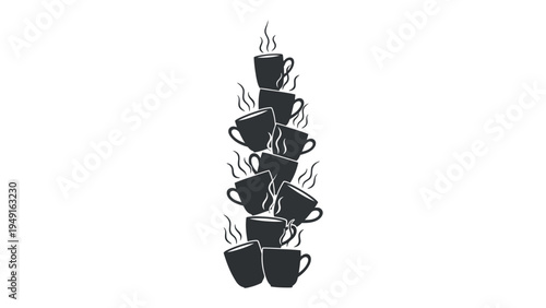 Coffee Cup Stack: A stack of steaming coffee cups, artfully arranged, creating a visual delight. Perfect for caffeine enthusiasts.