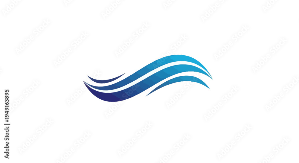 Naklejka premium Abstract blue wave vector graphic on white background.