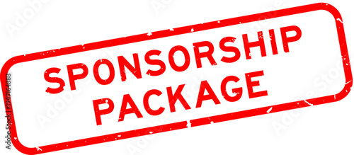 Grunge red sponsorship package word square rubber seal stamp on white background